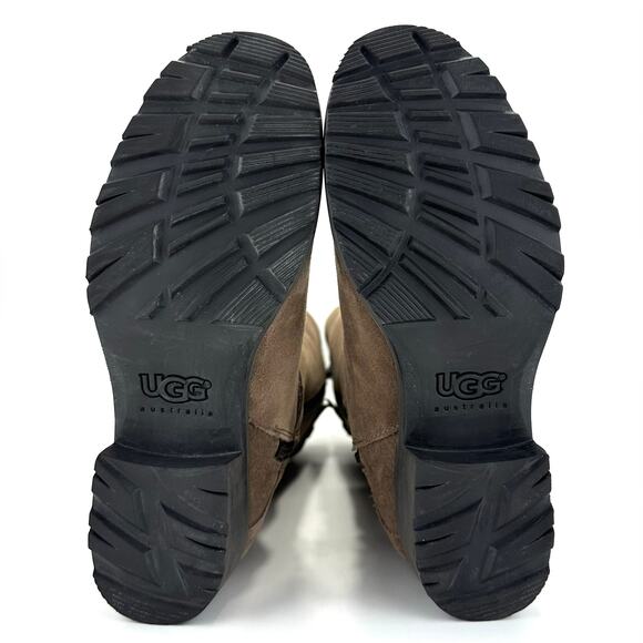 UGG Australia Winter Knee High Tall Riding Boot Size 7 Tan Suede Wool Lining - Picture 7 of 13